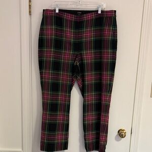 J. Crew Black Plaid Pants with Pink and Green